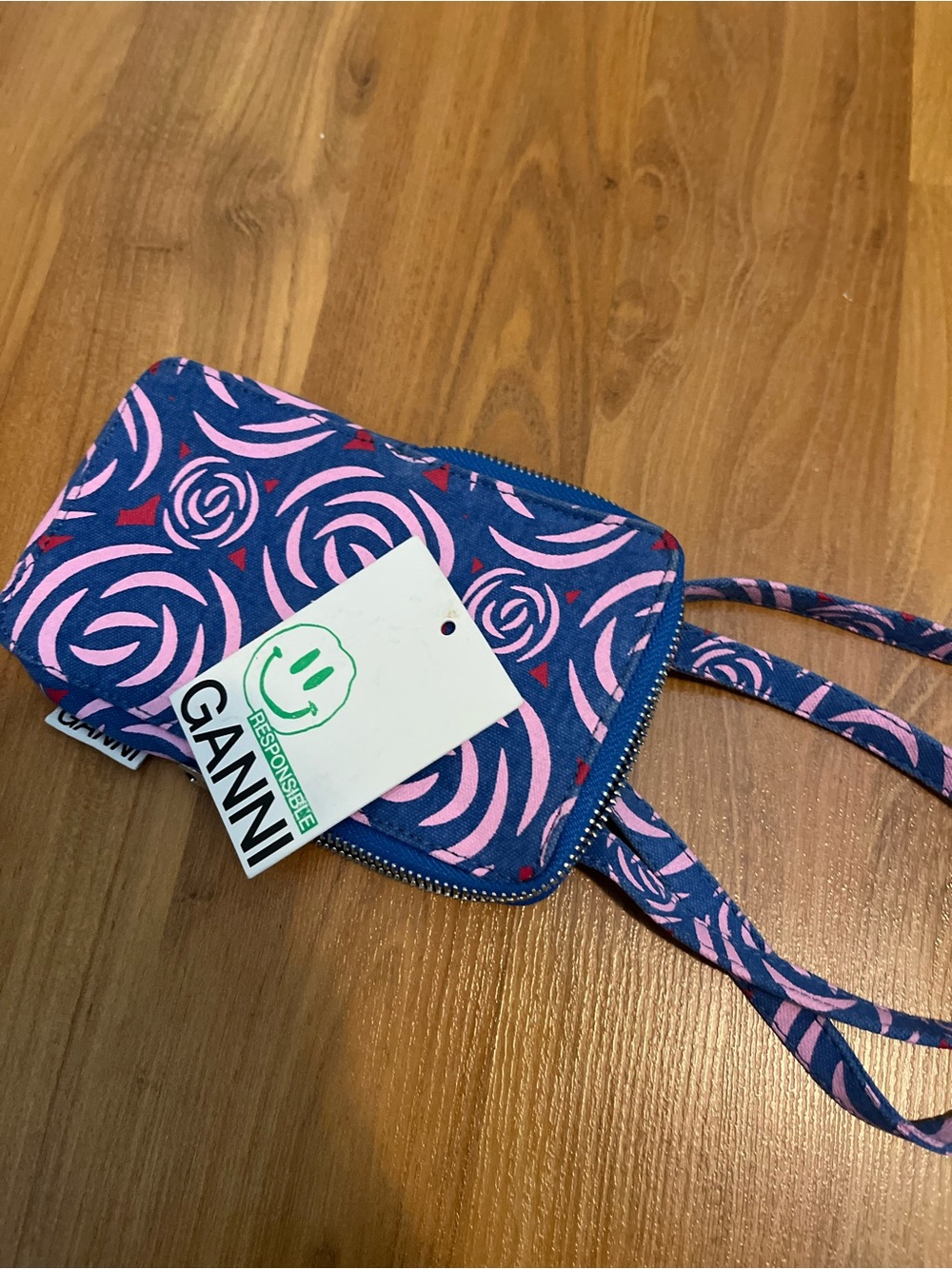 Ganni Blue and Pink Floral Crossbody Bag - Picture 6 of 6